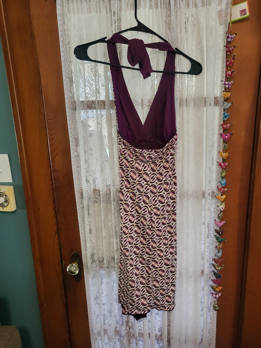 La Belle Purple and Cream Halter Dress - Picture 2 of 5
